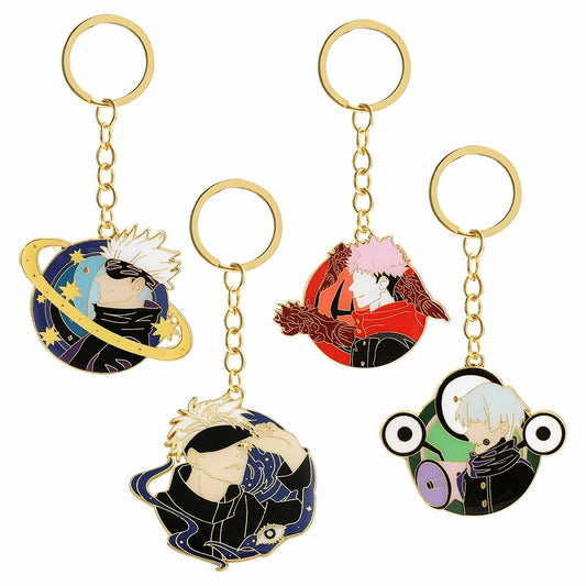 Japan Anime Keychain Itadori Yuji Satoru Gojo Metal Badge Pendant Keyring Car Key Holder