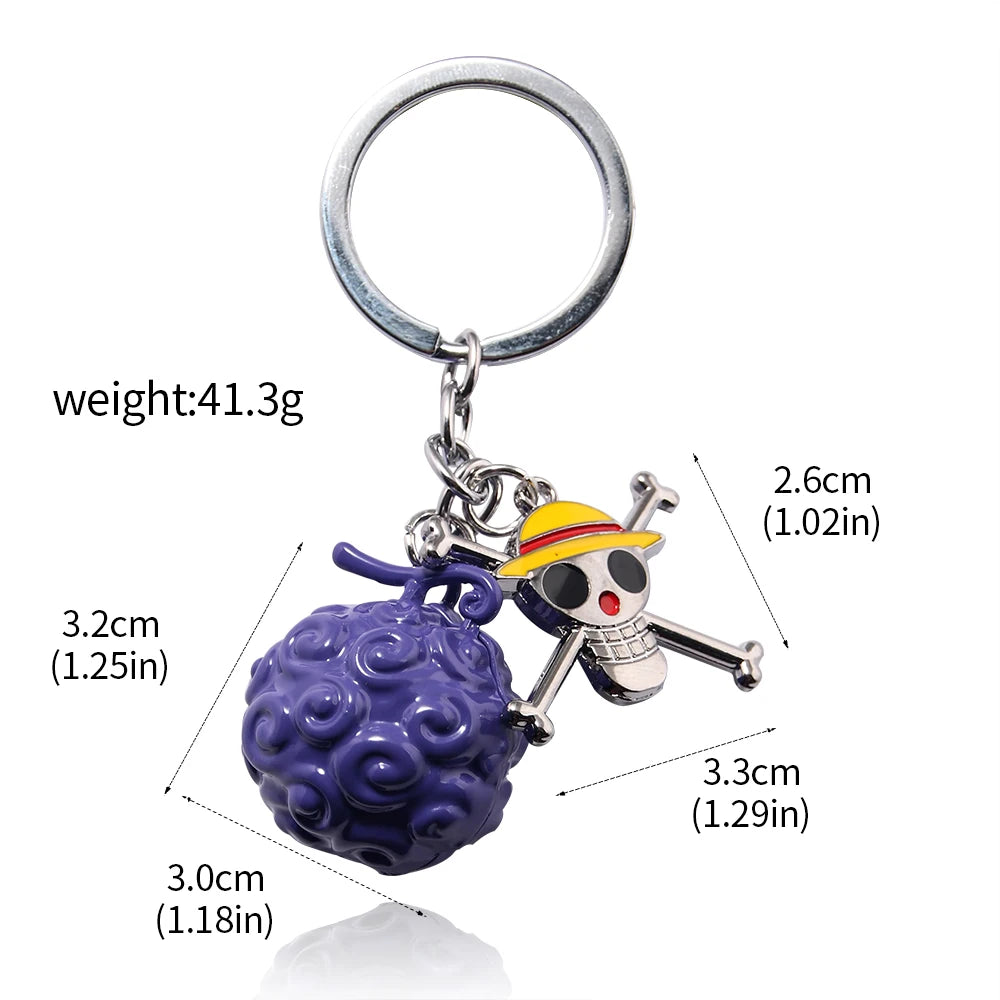 Anime Devil Fruit Keychain One Piece Straw Hat Luffy Ace Rubber Fruit Pendant Backpack Keyring