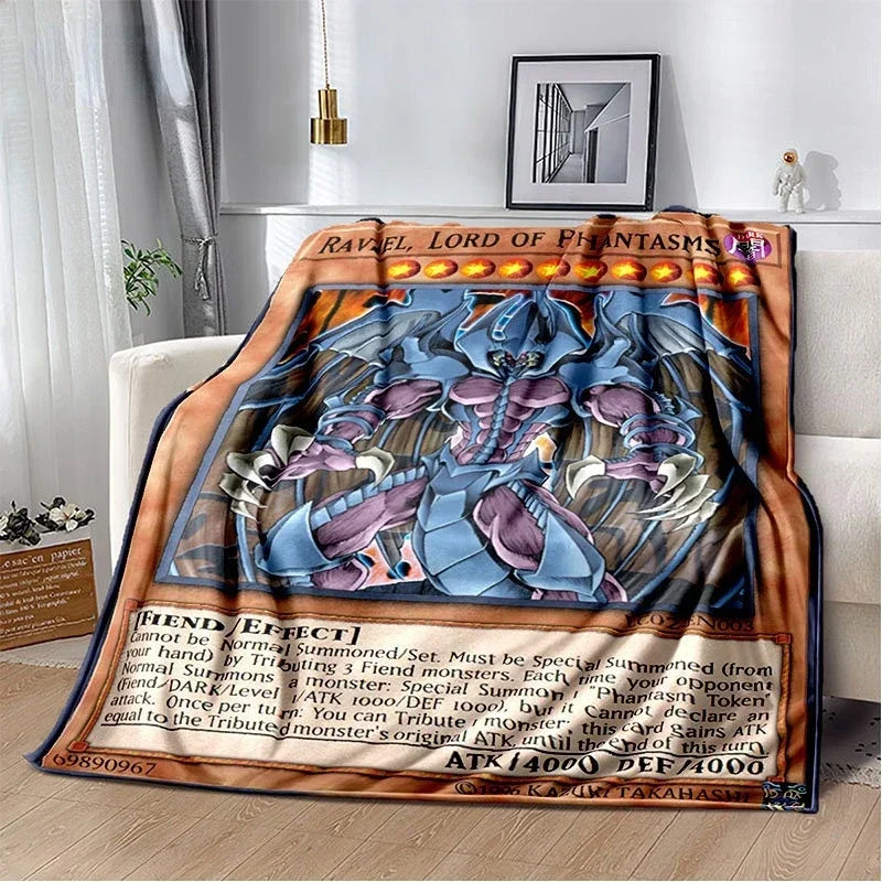 Anime Yu Gi Oh Card Throw Blanket Blue Eyes White Dragon Anime Home Decor