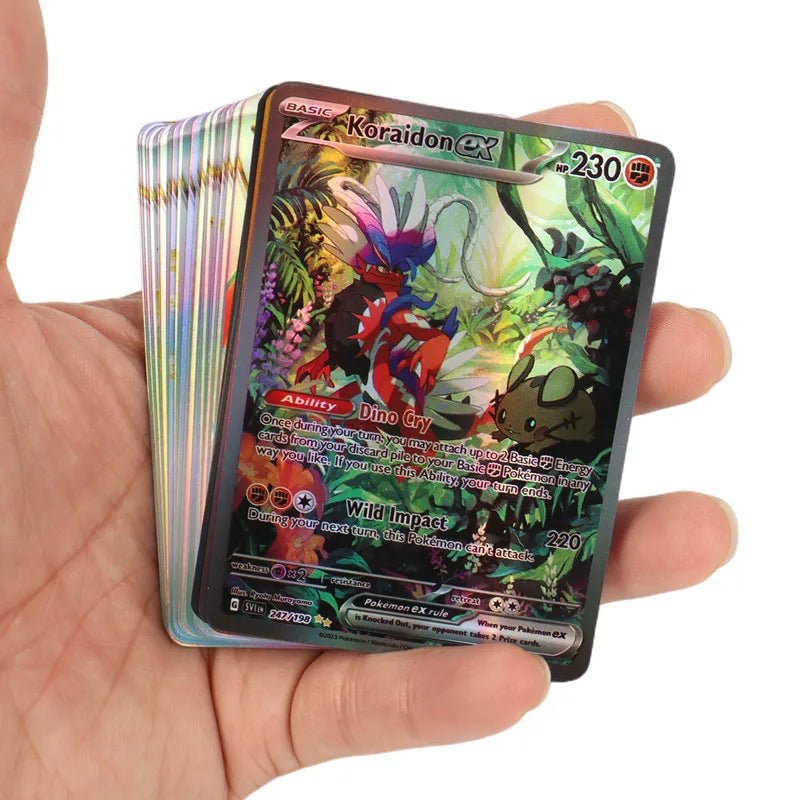 60/100Pcs Pokemon Cards Scarlet Violet EX Vstar Holographic English Letter Pokemon Rainbow Arceus Shiny trading card