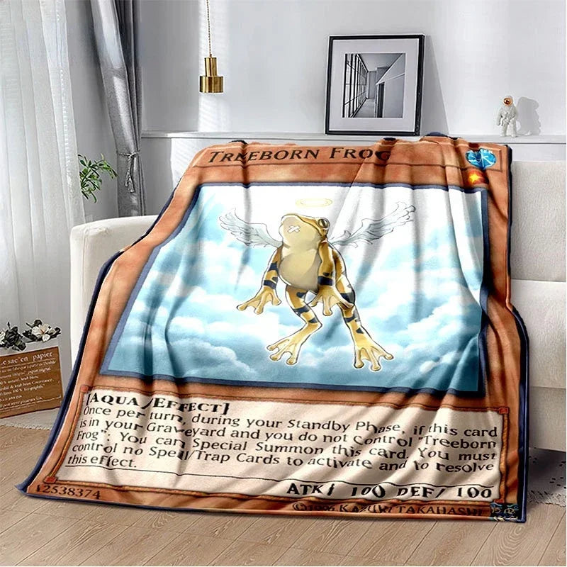 Anime Yu Gi Oh Card Throw Blanket Blue Eyes White Dragon Anime Home Decor