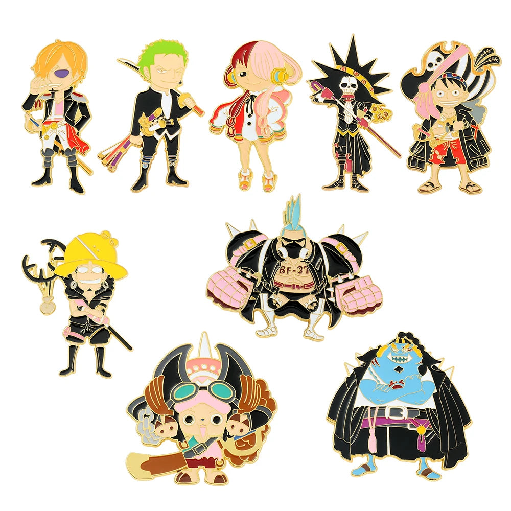 New Japanese Anime ONE PIECE Brooches Badge Luffy Nami Chopper Jinbe