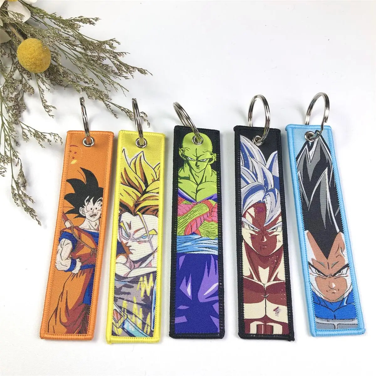 Dragon Ball Jet Keychains Embroidered Anime Key Tags