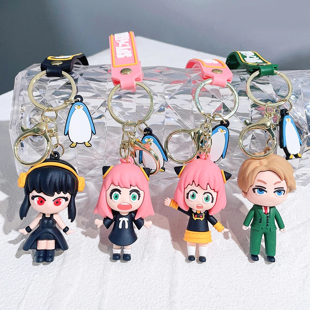 Spy X Family Keychain Anime Figures Twilight Anya Yor Loid Forger Key Chain 3D Soft Silicone Backpack Keyring Pendant