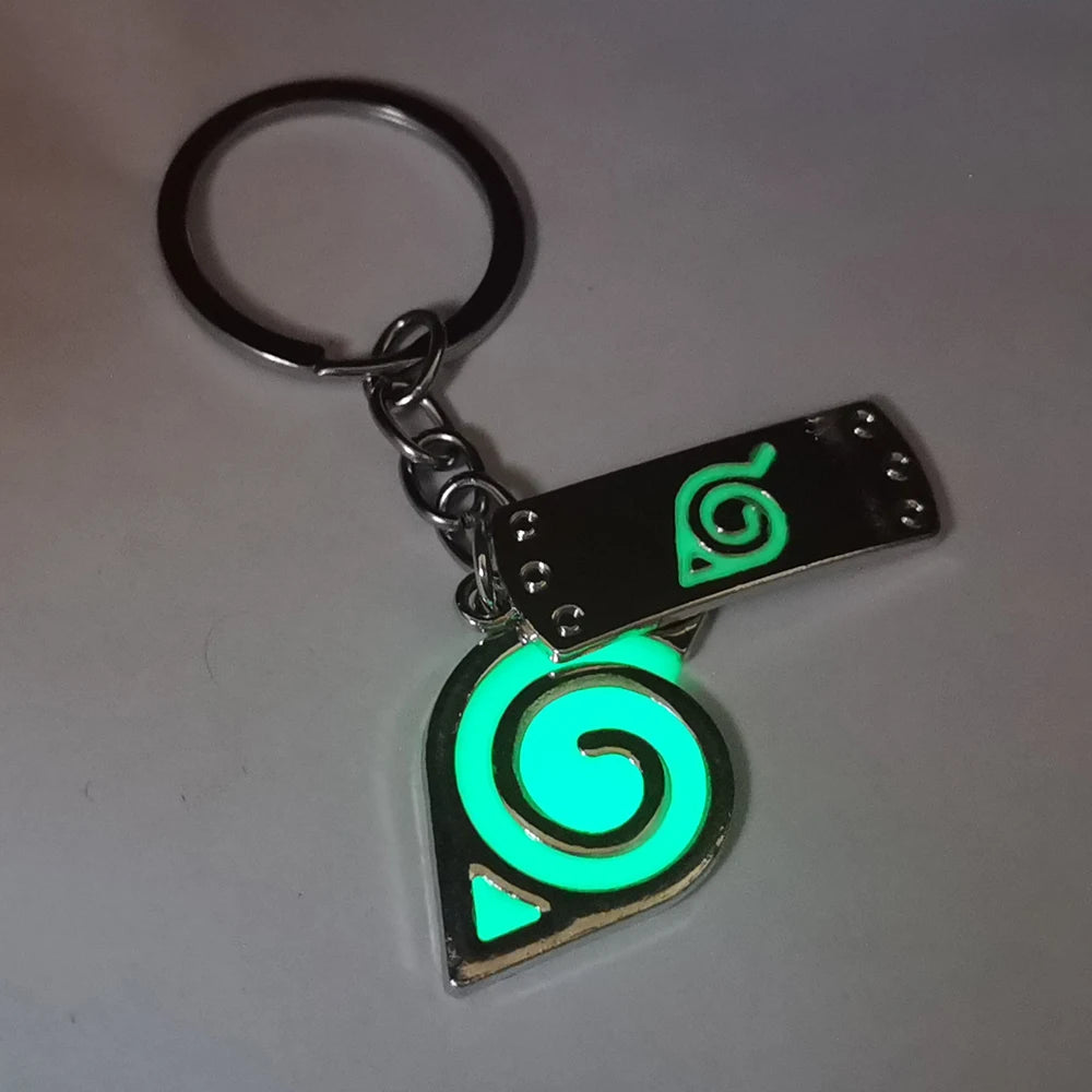 Anime Naruto Keychain Uzumaki Konoha Logo Anime Key Ring GLOW In The DARK