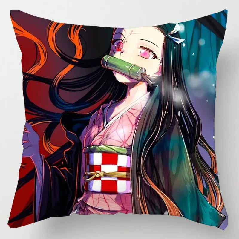 45 * 45CM Demon Slayer Kimetsu No Yaiba Pillowcase Home Decor Sofa