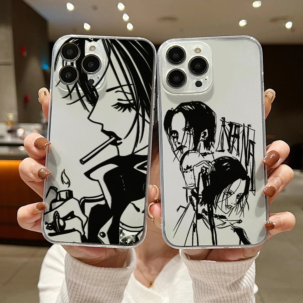 Anime Nana Osaki Line Phone Case For iPhone 16 15 14 13 12 11 Mini Pro Max X XR XSMax 7 8 Plus SE20 Transparent Cover