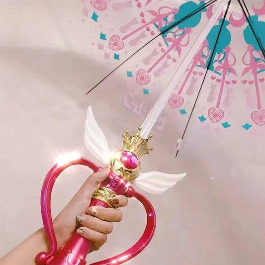 Rain Gear Pink Luminous Umbrella Sailor Moon Magic Stick Umbrella Transparent Rain Gear