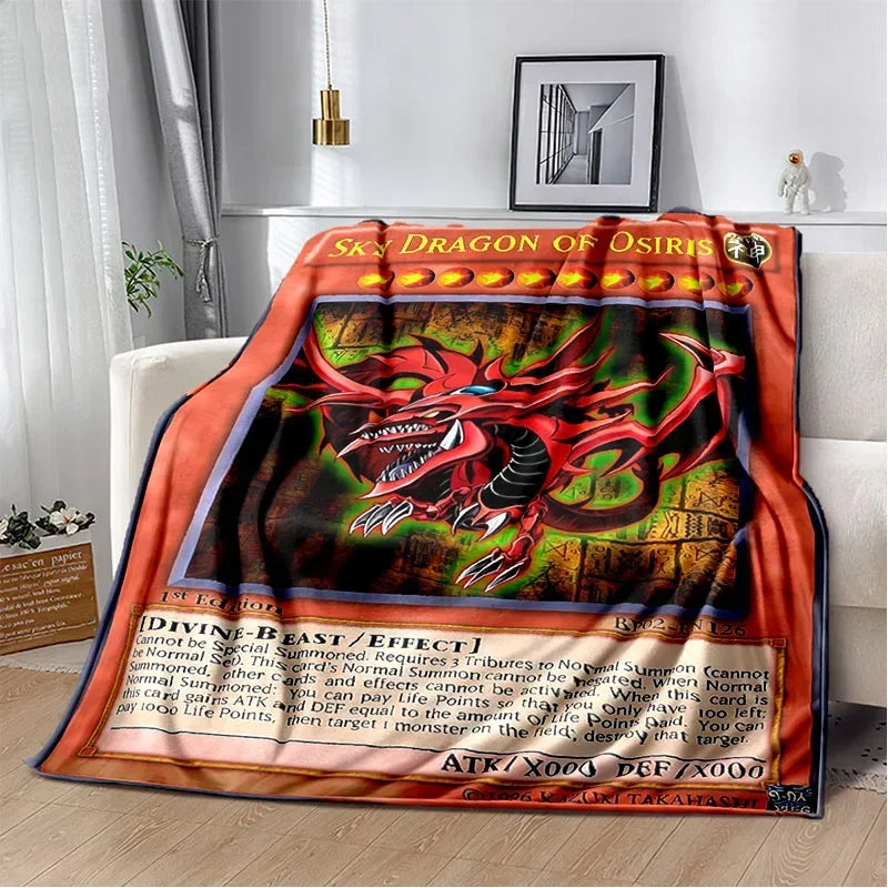 Anime Yu Gi Oh Card Throw Blanket Blue Eyes White Dragon Anime Home Decor