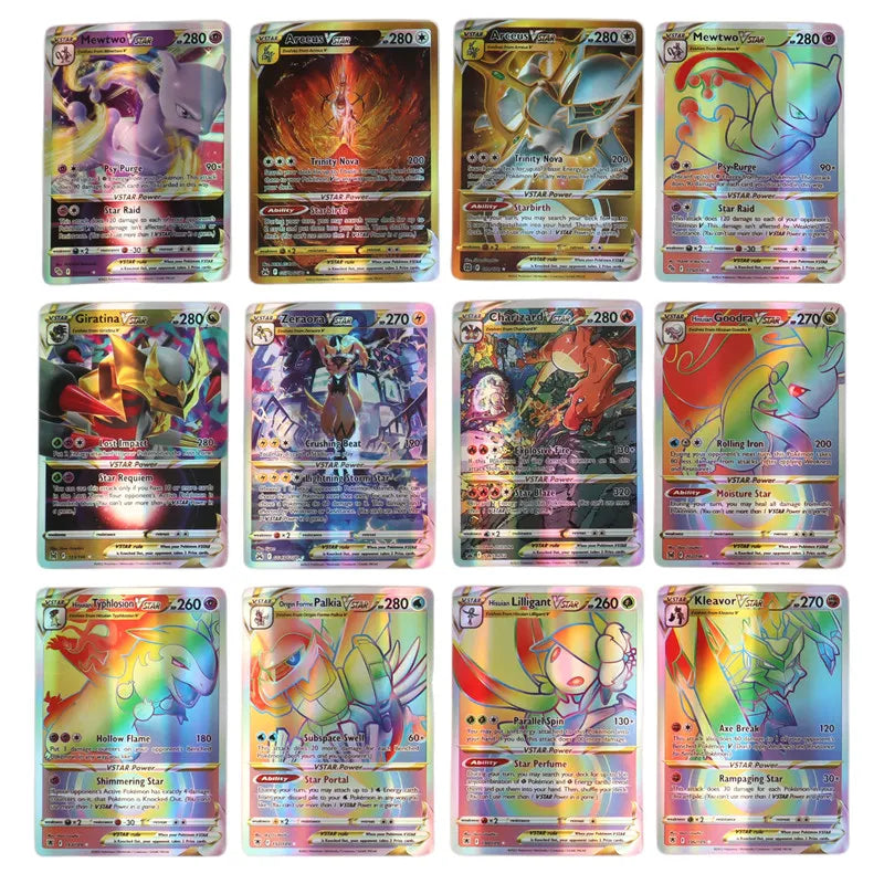 60/100Pcs Pokemon Cards Scarlet Violet EX Vstar Holographic English Letter Pokemon Rainbow Arceus Shiny trading card