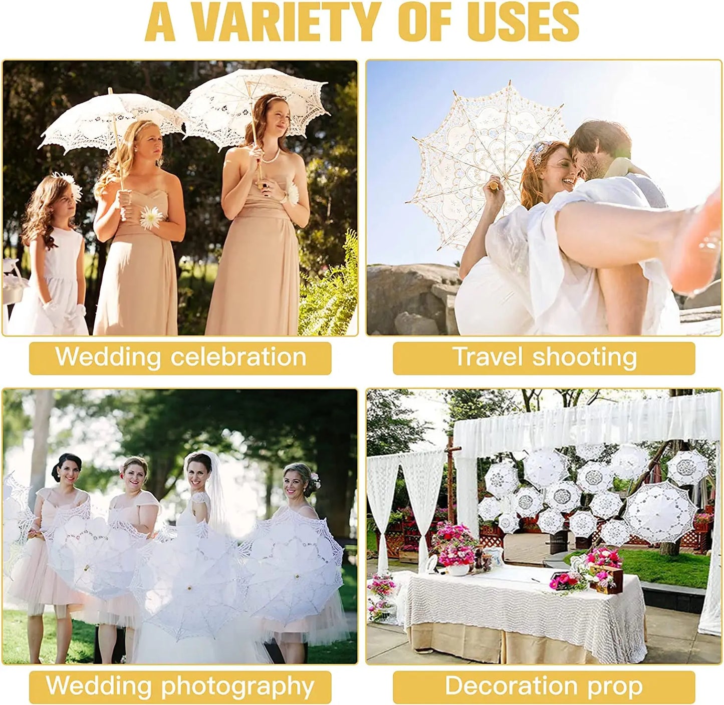 6/12PCS Vintage Lace Parasol Umbrellas Wedding Bridal Umbrella Photograph