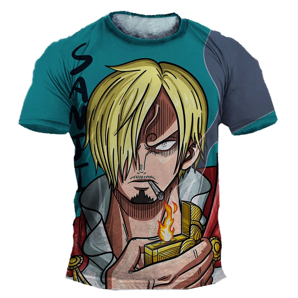 Japanese anime One Piece cartoon children's adult 3D printed top T-shirt One Piece boy's cartoon top T-shirt