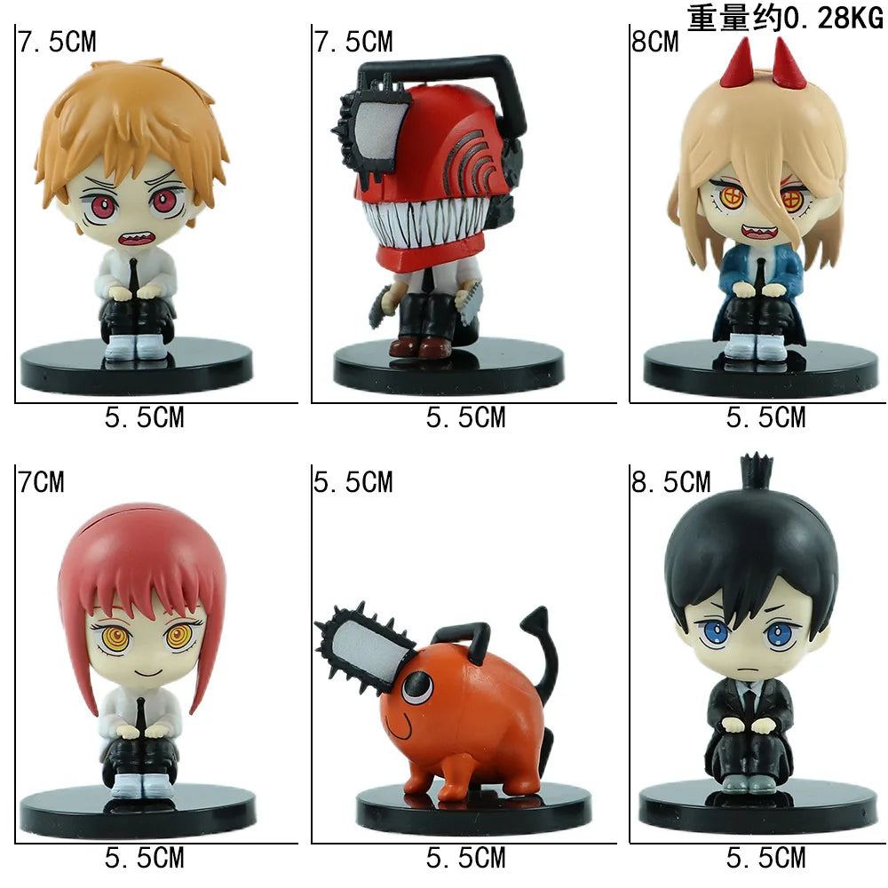 6Pcs/Set Chainsaw Man Figures Pochita Power Anime