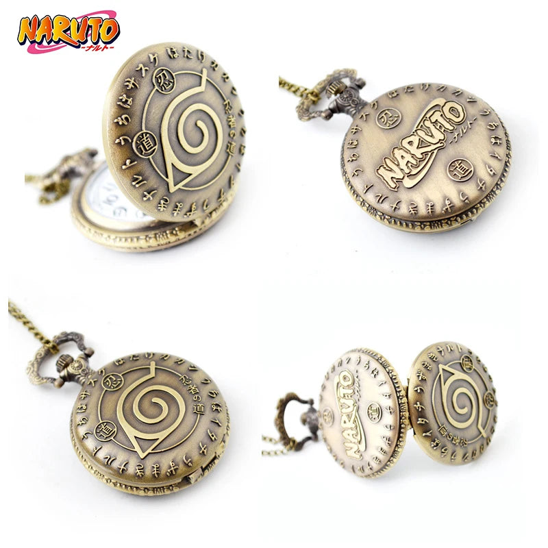 One Piece Anime Pocket Watch Dragon Ball Naruto Retro Flip Pocket Watch Necklace Pendant