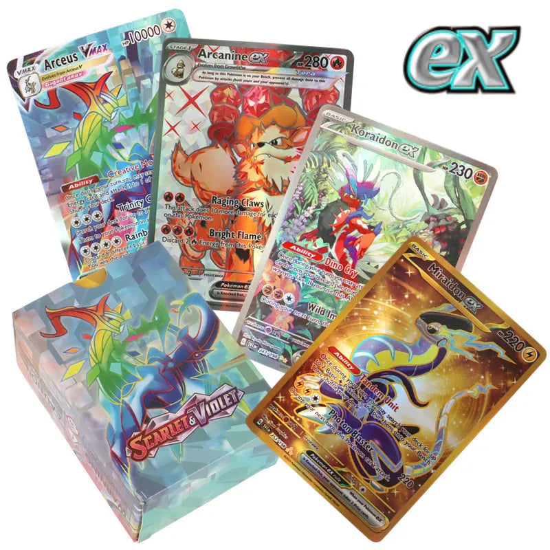 60/100Pcs Pokemon Cards Scarlet Violet EX Vstar Holographic English Letter Pokemon Rainbow Arceus Shiny trading card