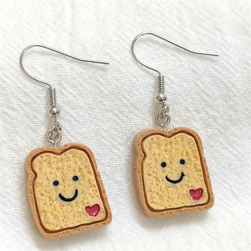 Cute Toast Bread Food Earring