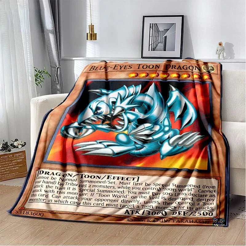 Anime Yu Gi Oh Card Throw Blanket Blue Eyes White Dragon Anime Home Decor