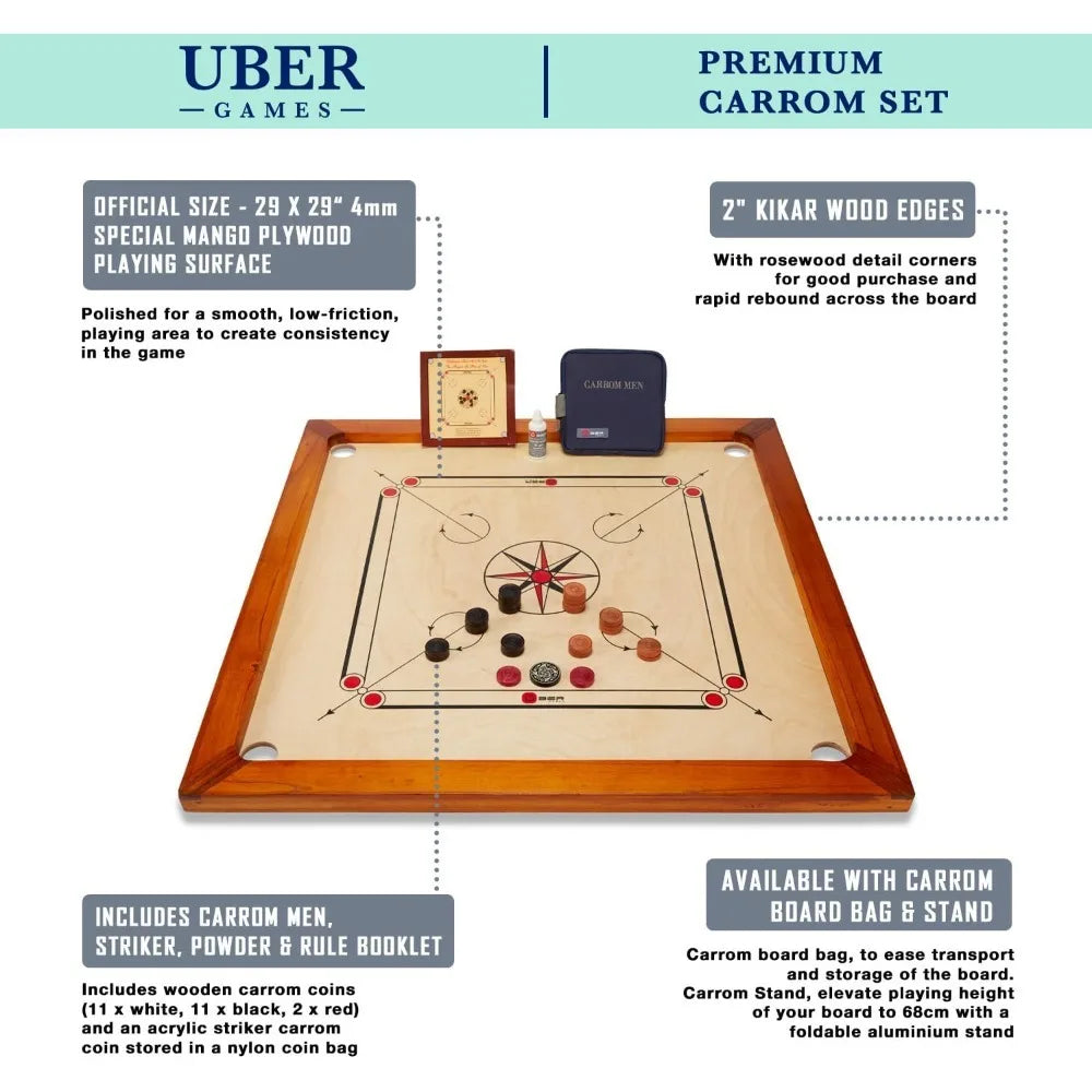 Premium Carrom Board Set – 33 x 33” Official Size Playing Board Including Carrom Men