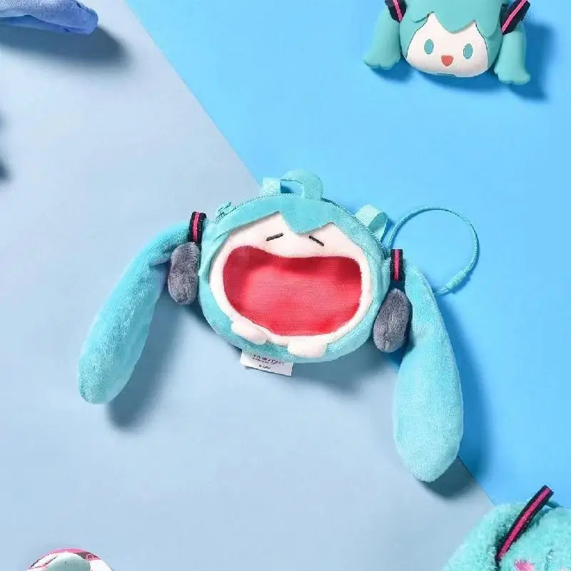 10X9CM New Anime Hatsune Miku Q version Kawaii Figure Multi functional plush mini bag headphone bag pocket coin purse Gifts