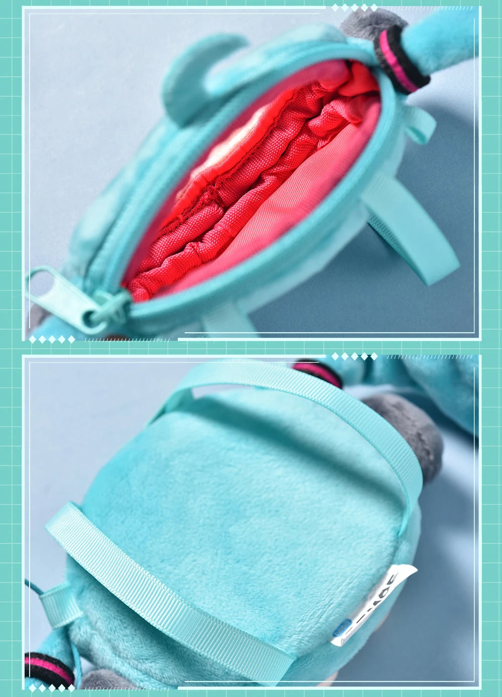 10X9CM New Anime Hatsune Miku Q version Kawaii Figure Multi functional plush mini bag headphone bag pocket coin purse Gifts