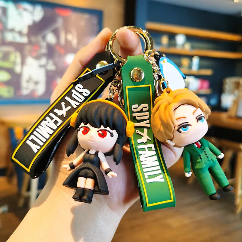 Spy X Family Keychain Anime Figures Twilight Anya Yor Loid Forger Key Chain 3D Soft Silicone Backpack Keyring Pendant