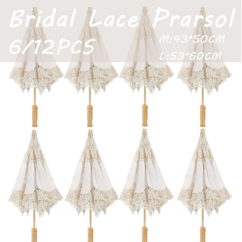 6/12PCS Vintage Lace Parasol Umbrellas Wedding Bridal Umbrella Photograph