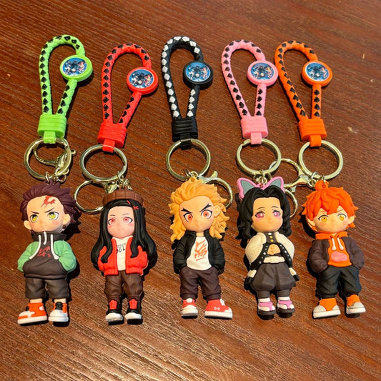 New Demon Slayer Kimetsu No Yaiba Characters Bag Pendant Car Key Chain Ring Fans