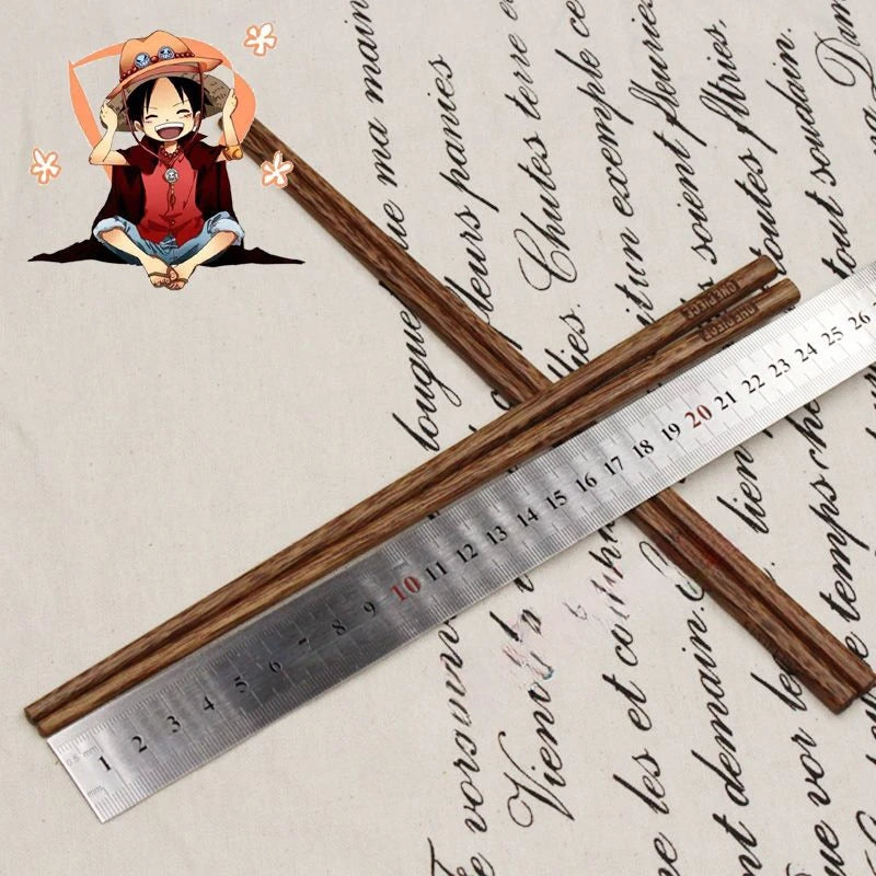 2 Pair ONE PIECE Wooden Chopsticks Anime Non-slip Reusable Tableware Chopsticks