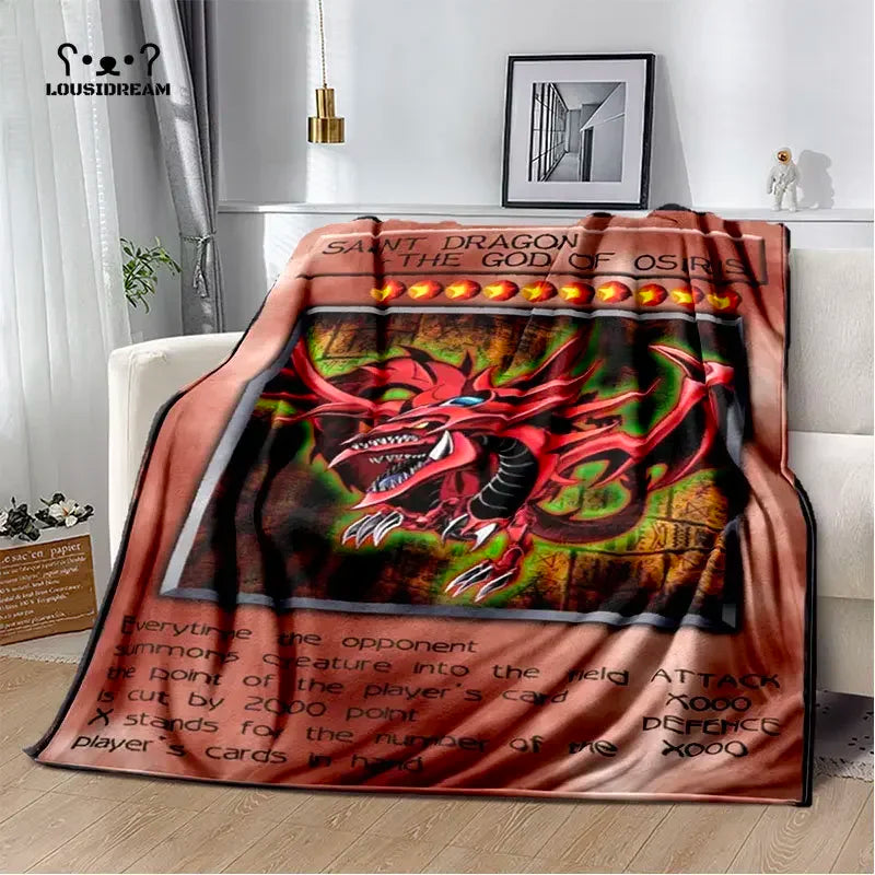 Anime Yu Gi Oh Card Throw Blanket Blue Eyes White Dragon Anime Home Decor