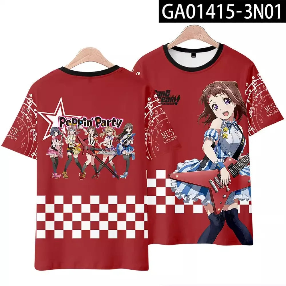 Anime BanG Dream! Poppin'Party Print T shirts Fashion