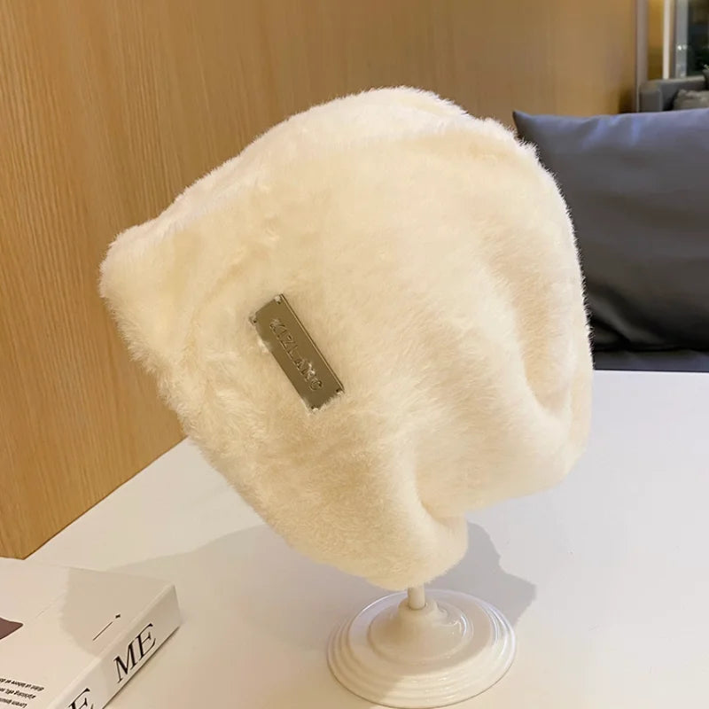 New Fashion Rabbit Fur Y2k Beanies Soft Warm Fluffy