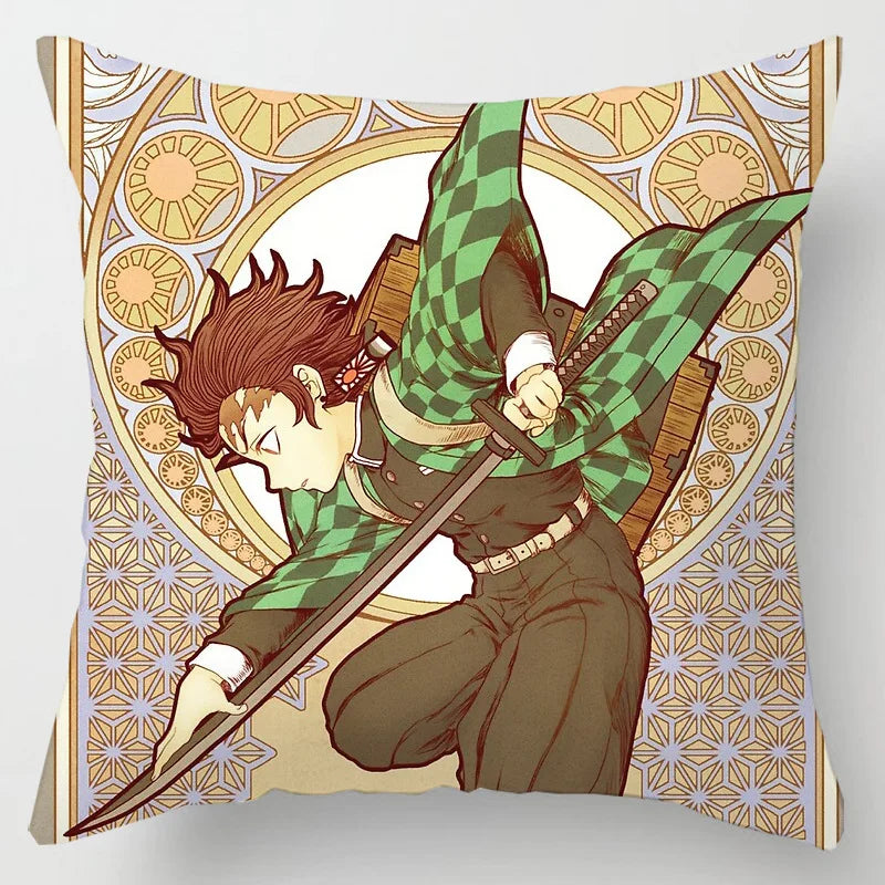 45 * 45CM Demon Slayer Kimetsu No Yaiba Pillowcase Home Decor Sofa