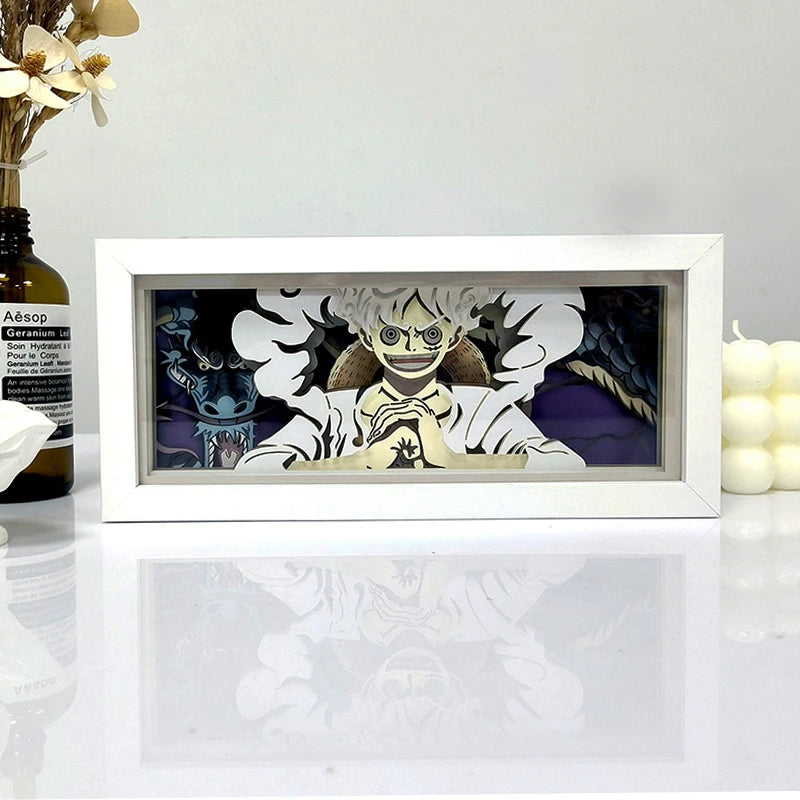 Anime One Piece Series paper Cut Shadow Box Light