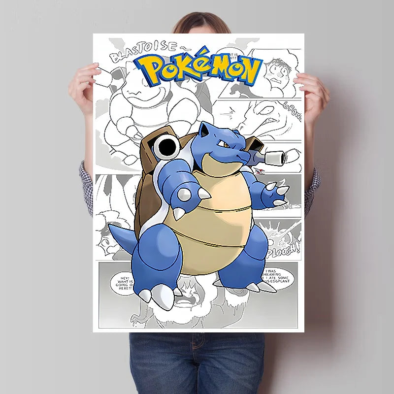 Pokemon Anime Figures Print Canvas Wall Art Posters Surrounding Charizard Bulbasaur Pikachu Decoration Interior Posters for Room