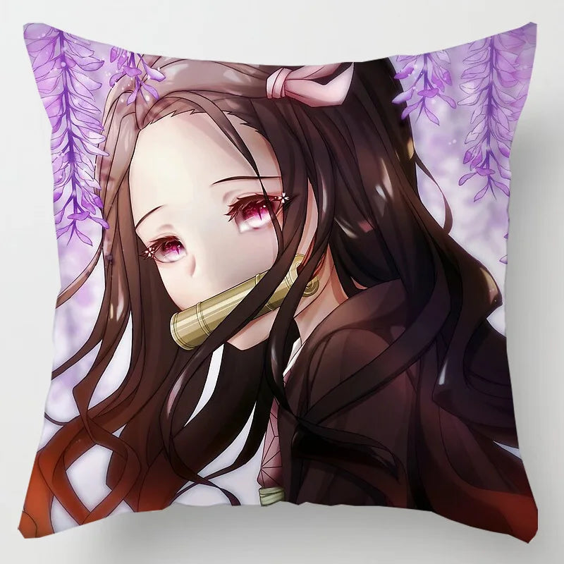 45 * 45CM Demon Slayer Kimetsu No Yaiba Pillowcase Home Decor Sofa