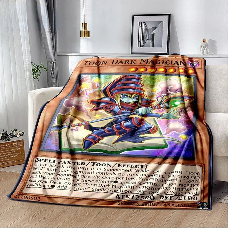 Anime Yu Gi Oh Card Throw Blanket Blue Eyes White Dragon Anime Home Decor