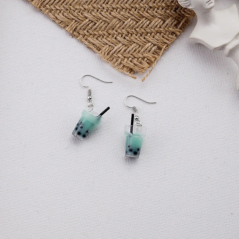 Cute 3D Simulation Bubble Tea Earrings