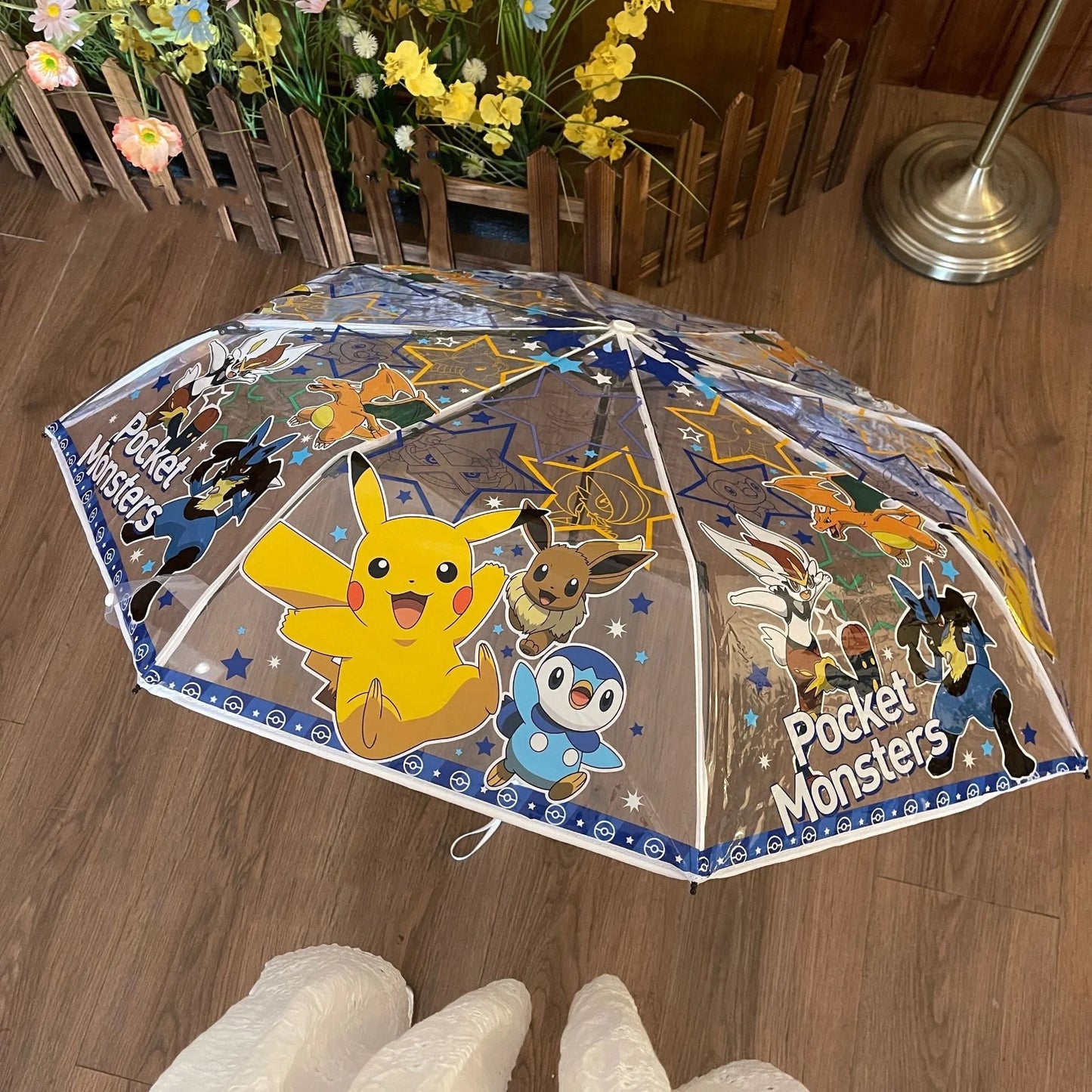 Pokemon Anime Pikachu Umbrella Cute Cartoon Children Transparent Folding Automatic Umbrella