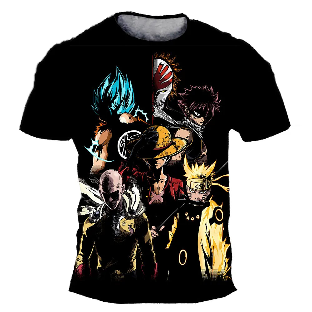 Japanese anime One Piece cartoon children's adult 3D printed top T-shirt One Piece boy's cartoon top T-shirt