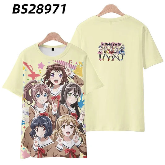 Anime BanG Dream! Poppin'Party Print T shirts Fashion