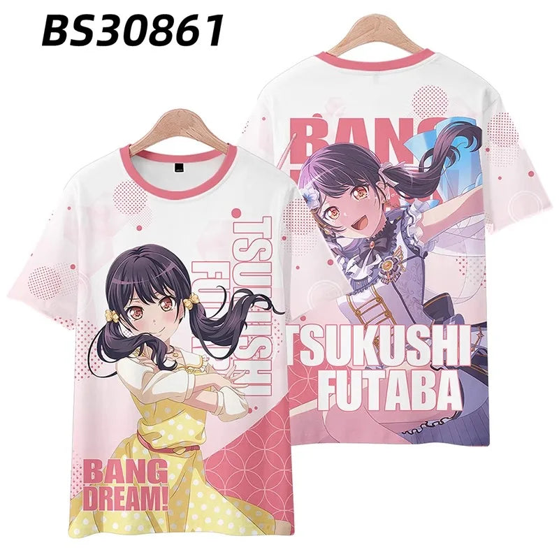 Anime BanG Dream! Poppin'Party Print T shirts Fashion