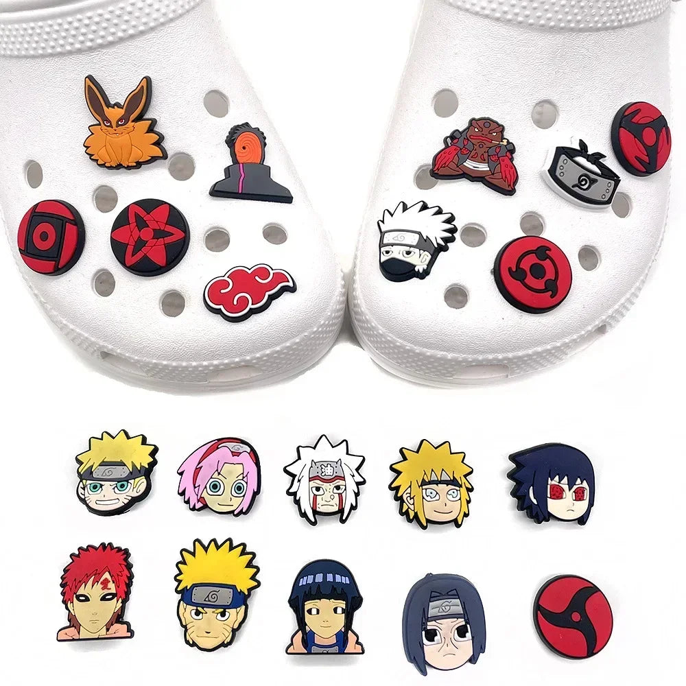 20Pcs/set Naruto Decoration Anime Shoe Croc Charms Cute Sandals Shoes Accessories Kawaii