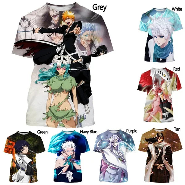 Casual Short-sleeved T-shirt Fashion Men's and Women's Japanese Anime BLEACH Printing T-shirt