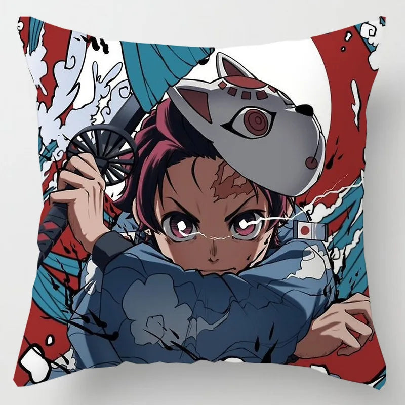 45 * 45CM Demon Slayer Kimetsu No Yaiba Pillowcase Home Decor Sofa