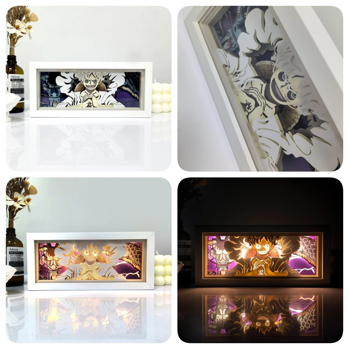 Anime One Piece Series paper Cut Shadow Box Light