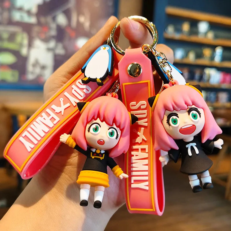 Spy X Family Keychain Anime Figures Twilight Anya Yor Loid Forger Key Chain 3D Soft Silicone Backpack Keyring Pendant