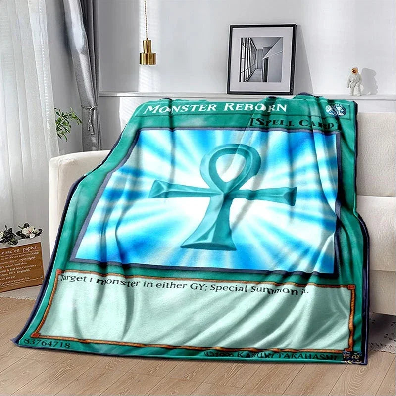 Anime Yu Gi Oh Card Throw Blanket Blue Eyes White Dragon Anime Home Decor