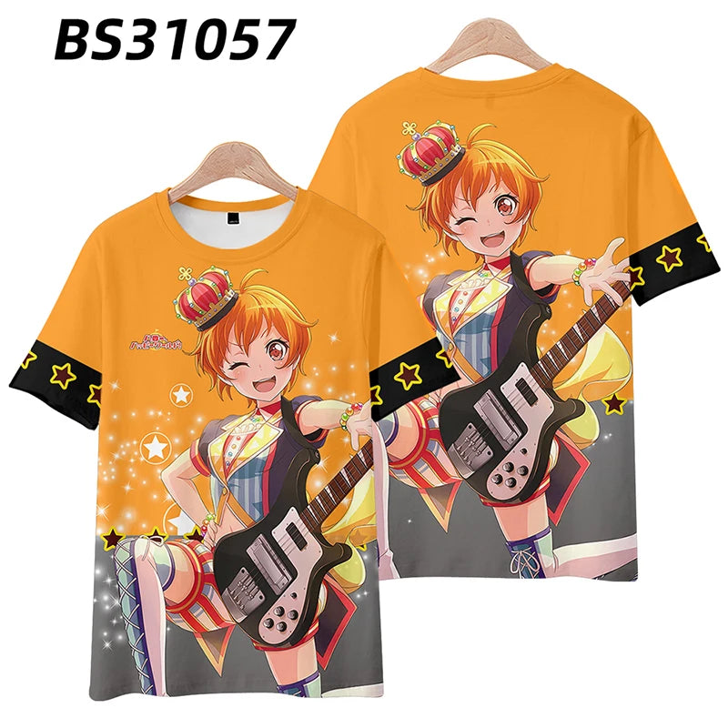 Anime BanG Dream! Poppin'Party Print T shirts Fashion