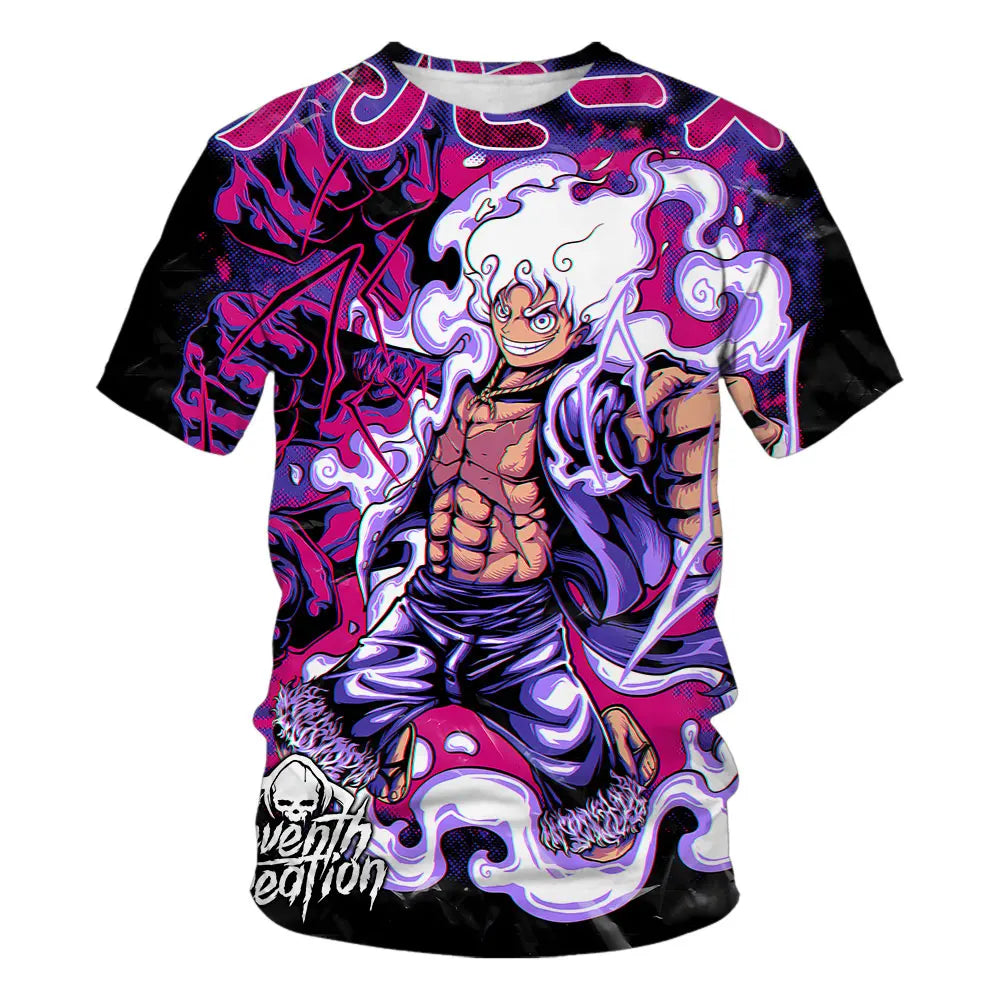 Japanese anime One Piece cartoon children's adult 3D printed top T-shirt One Piece boy's cartoon top T-shirt