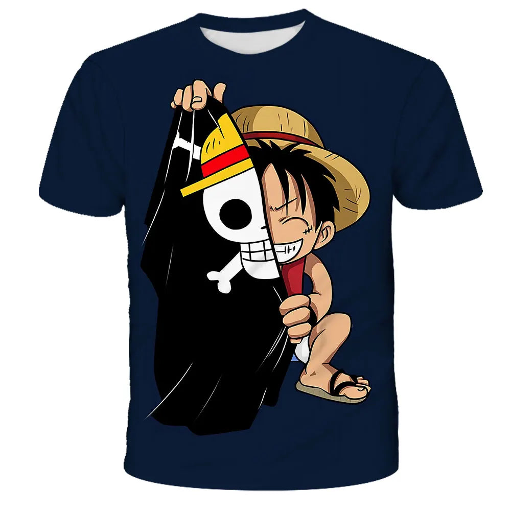 Japanese anime One Piece cartoon children's adult 3D printed top T-shirt One Piece boy's cartoon top T-shirt